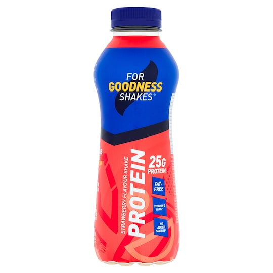 For Goodness Shakes Protein Strawberry 475Ml Tesco Groceries