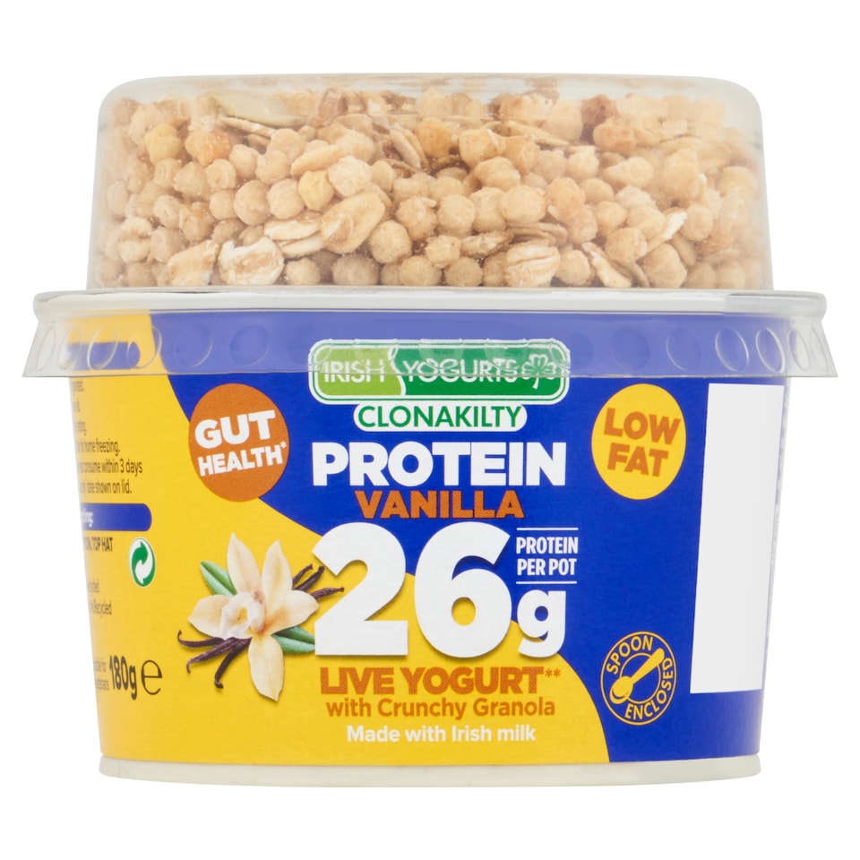 Irish Yogurts Protein Live Vanilla Yogurt with Crunchy Granola 180g