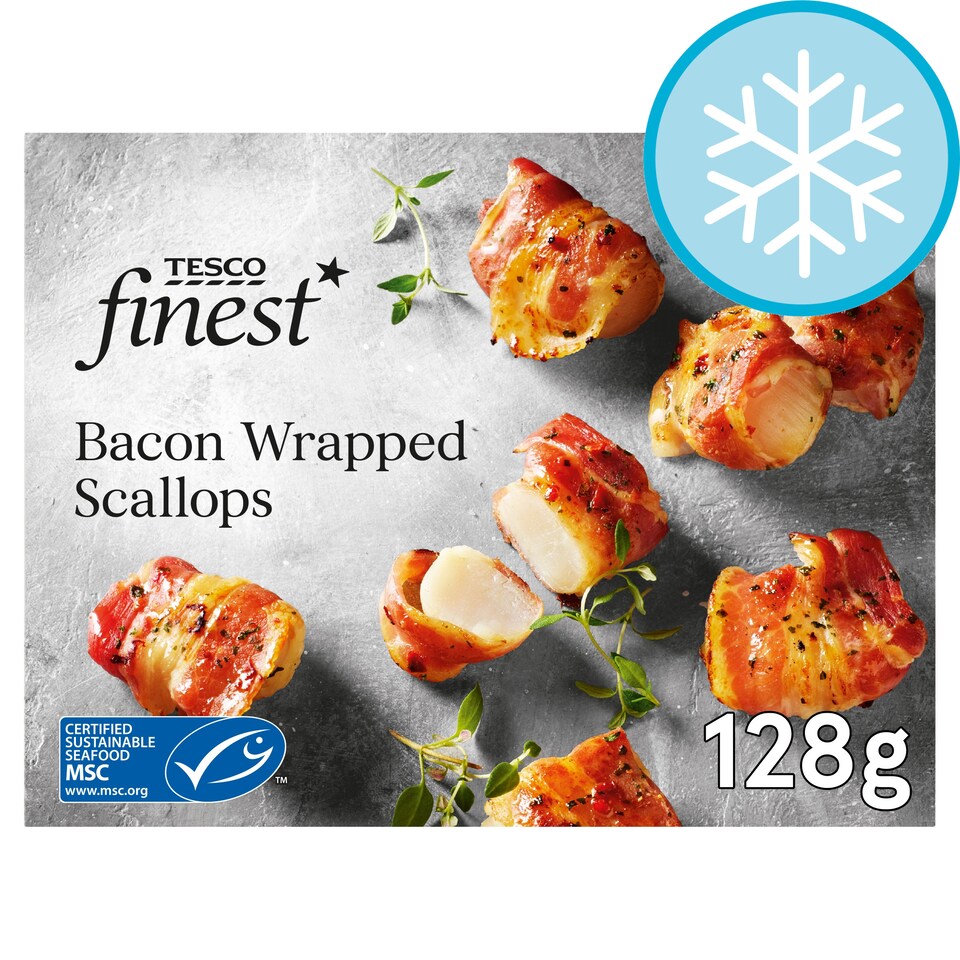 Tesco Finest Bacon Wrapped Scallops 128G