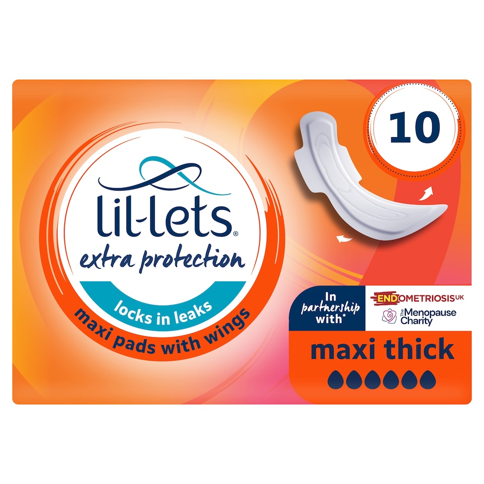 Lil-Lets Extra Protection 10 Maxi Pads with wings