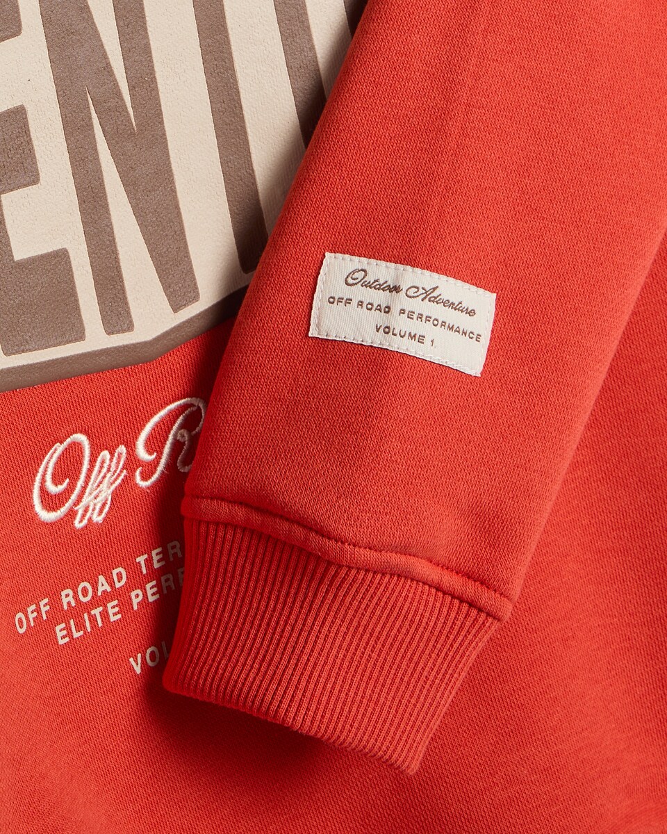 image 1 of F&F Boys Cotton Rich Adventure Off Road Print Sweatshirt in Orange