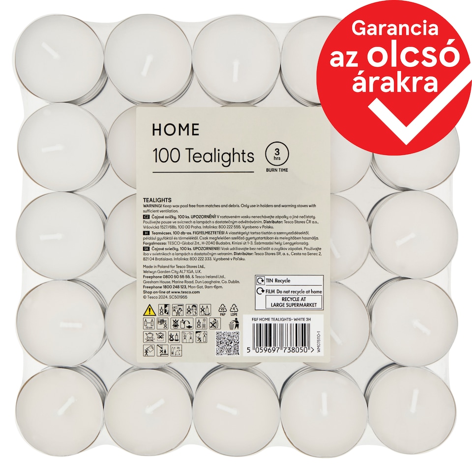 F&F Home White Tealights 100 pcs