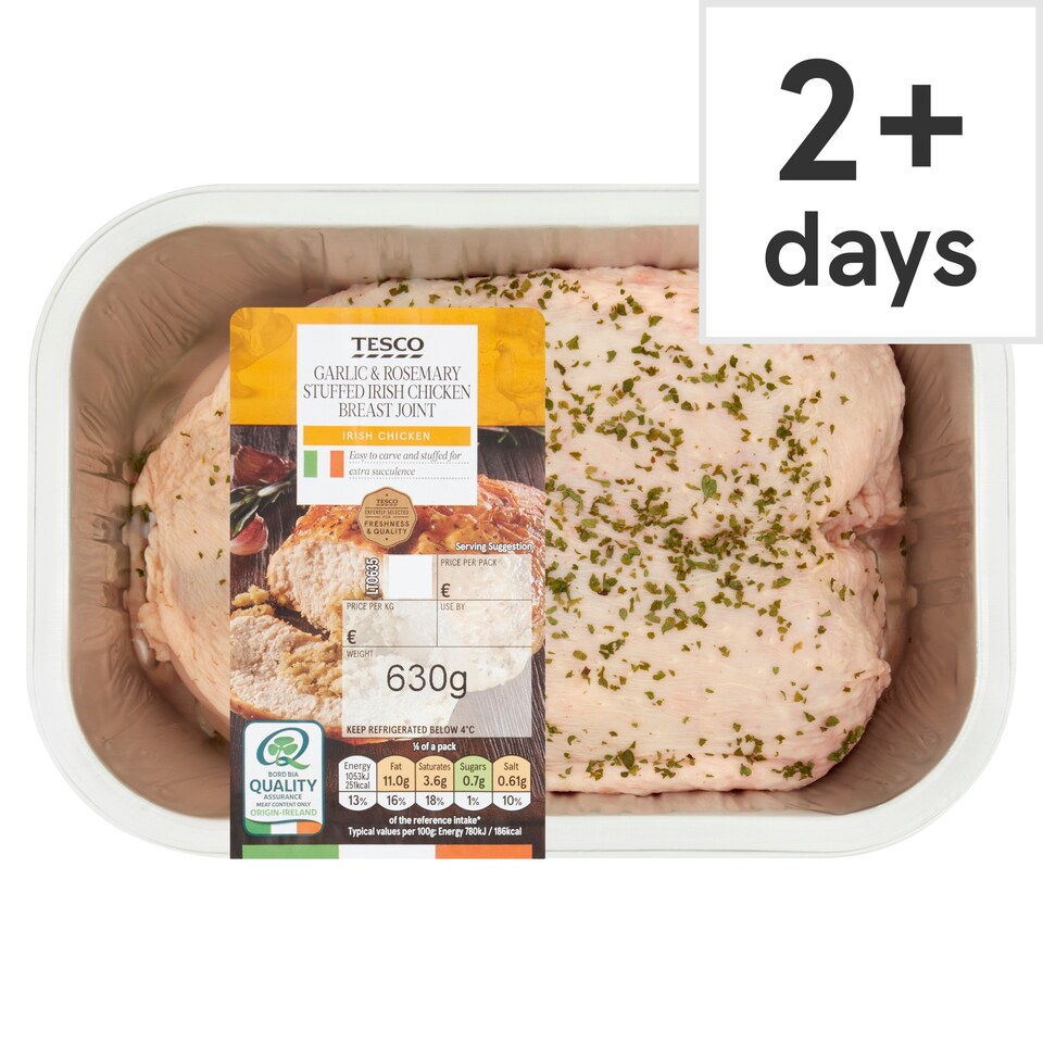 Tesco Garlic And Rosemary Stuffed Irish Chicken Breast Joint 630G