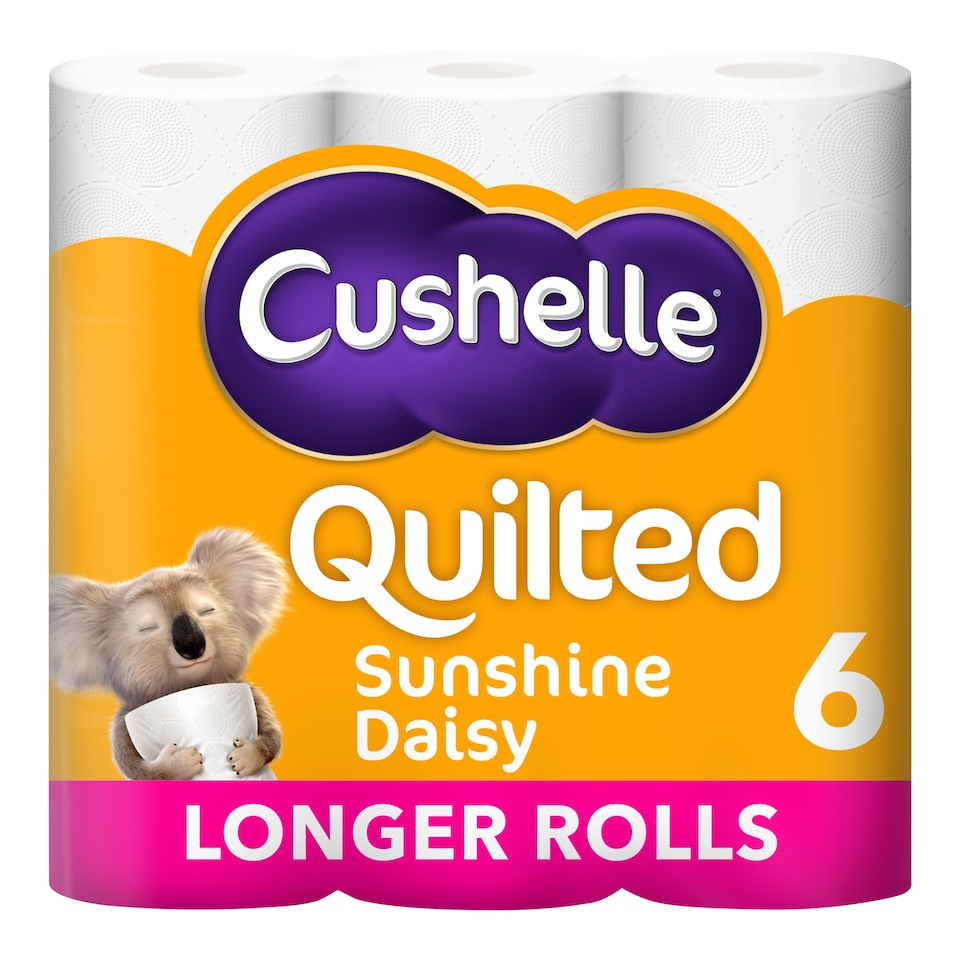 image 1 of Cushelle Quilted Sunshine Daisy Longer Lasting Toilet Tissue 6 Rolls