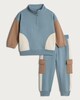 image 4 of F&F Boys 2-Piece Cotton Rich Colour Block Half Zip Sweatshirt and Joggers Set in Blue