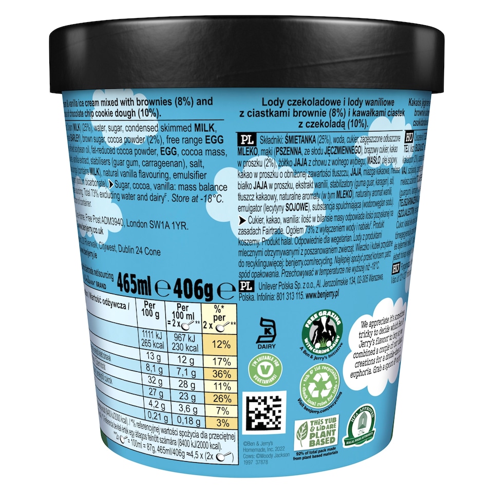 image 1 of Ben & Jerry's Half Baked Chocolate & Vanilla Ice Cream Tub 465ml