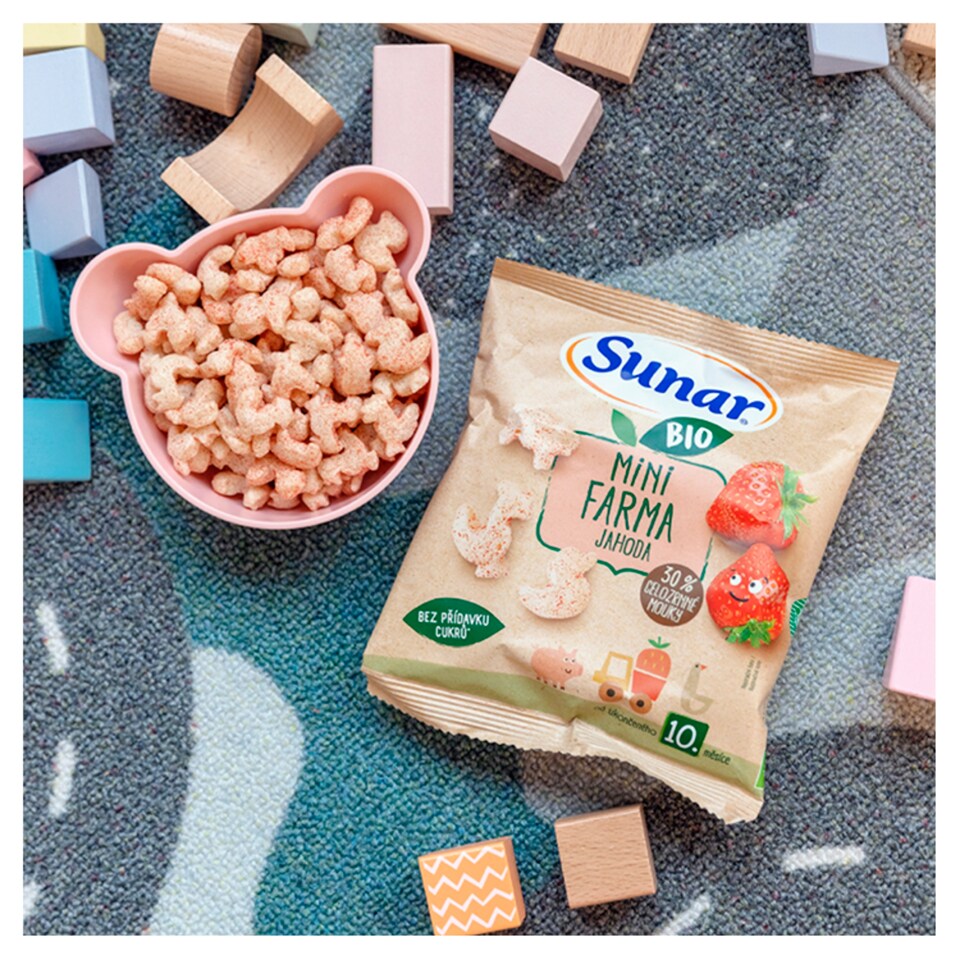 obrázok 1 z Sunar BIO detské chrumky mini farma jahoda 10m+, 18 g