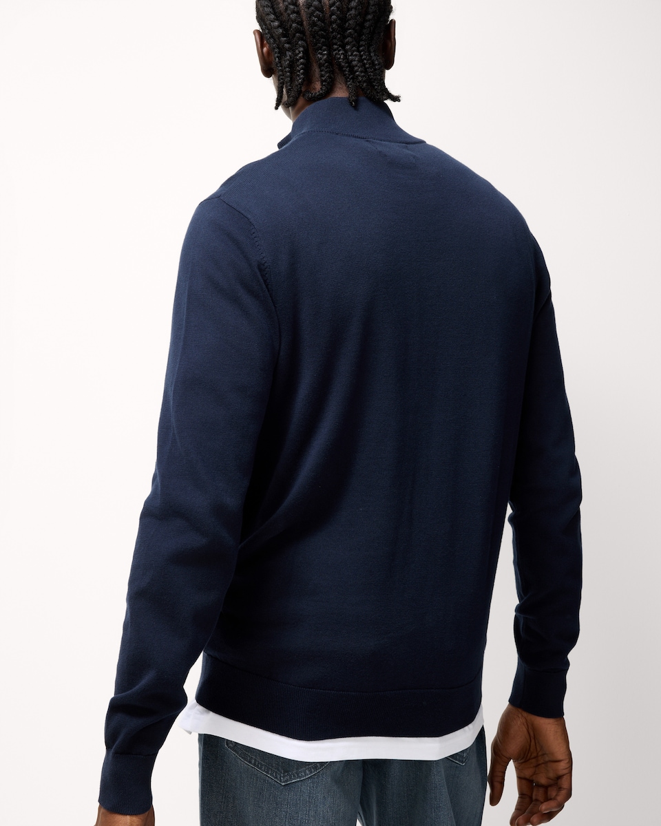image 1 of F&F Pure Cotton Half Zip Jumper in Navy