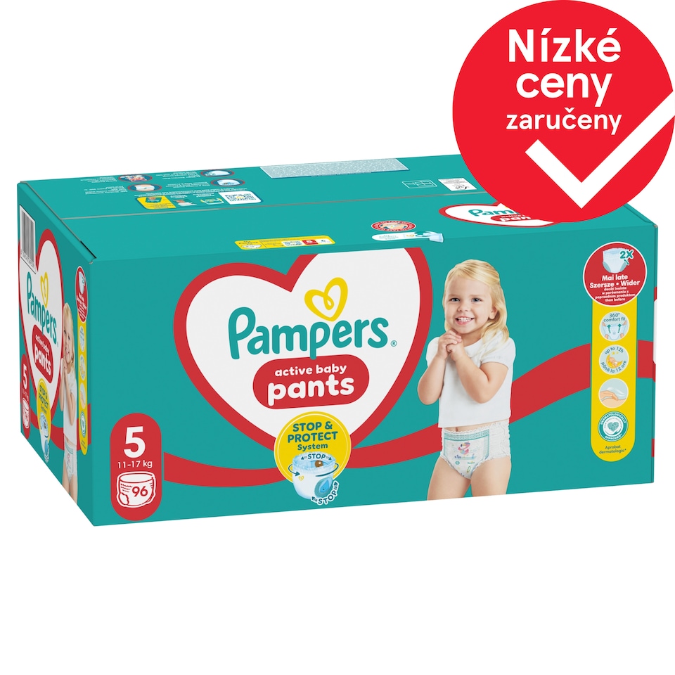 Obrázek 1 pro produkt Plenkové Kalhotky Pampers Active Baby Pants, Velikost 5, 96 Plenky, 11kg-17kg
