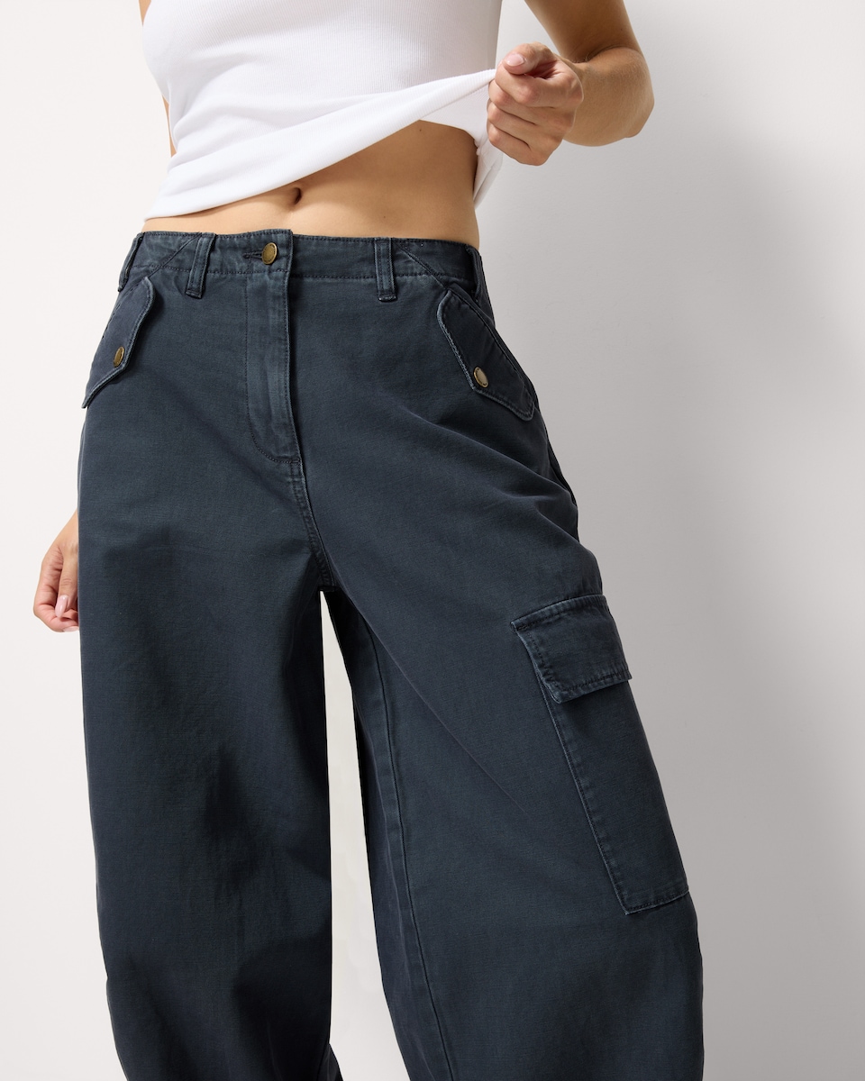 image 1 of F&F Pure Cotton Cargo Trousers in Navy