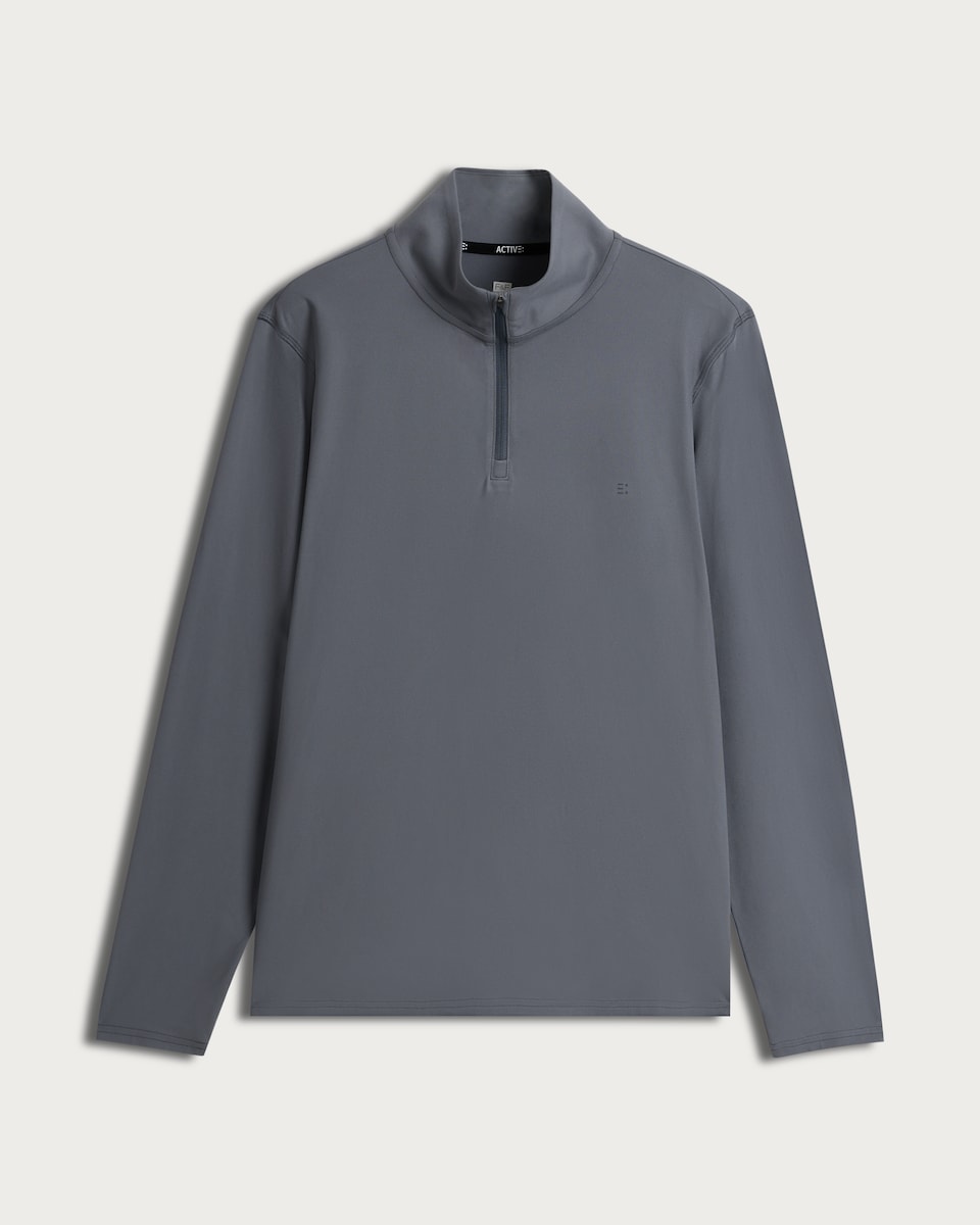 image 1 of F&F Active EVERYHOUR Regular Fit Half Zip Long Sleeved Top in Grey