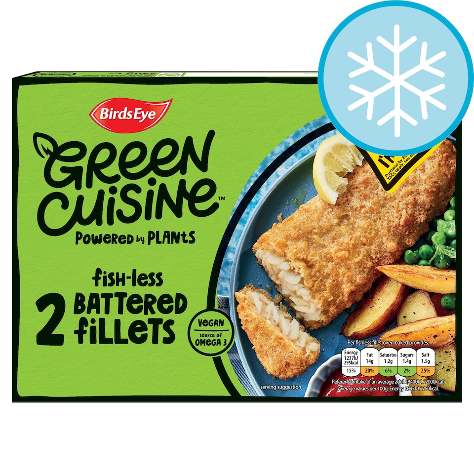 Birds Eye Green Cuisine 2 Fishless Battered Fillets 240G Tesco Groceries