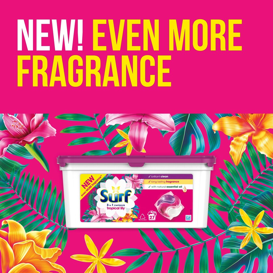 image 1 of Surf 3 In1 Tropical Lily Washing Capsules 27 Washes 467.1g
