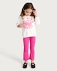 image 1 of F&F Girls 2-Piece Cotton Rich Floral Print Sweatshirt and Ribbed Leggings Set in Multi Pink