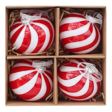 Tesco Glass Candy Cane Baubles Christmas Decorations 4 Pack