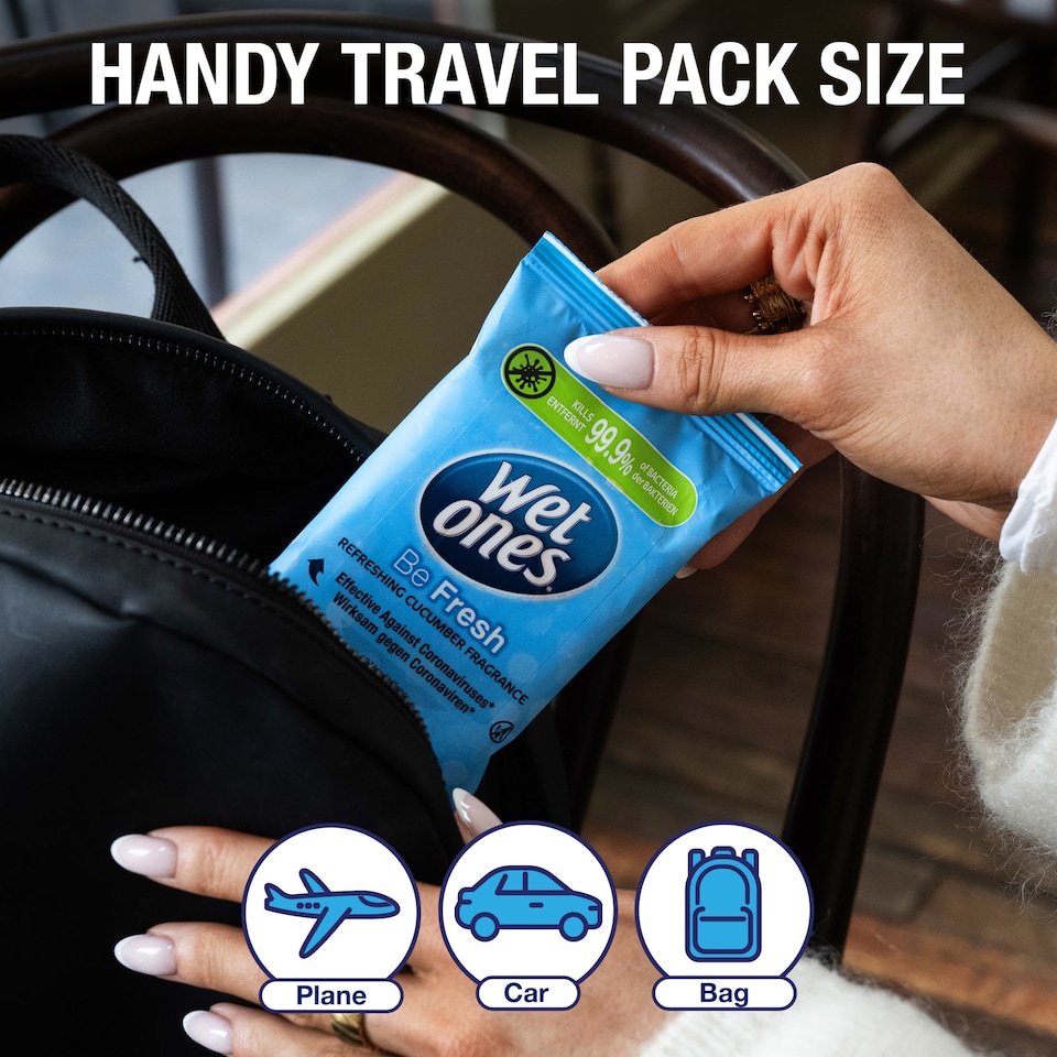 image 1 of Wet Ones Be Fresh 12 Antibacterial & Biodegradable Wipes