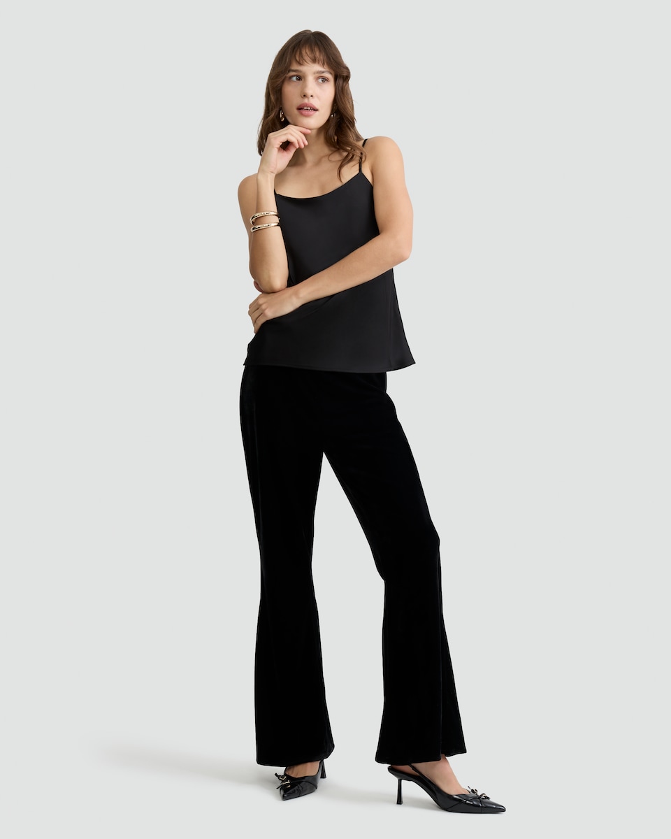 image 1 of The F&F Edit Velvet Flared Trousers in Black