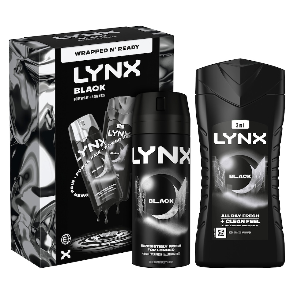 image 1 of Lynx Black Bodyspray & Bodywash Gift Set