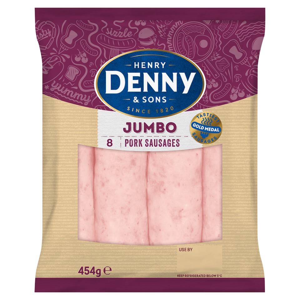 Denny Jumbo 8'S Sausages 454G