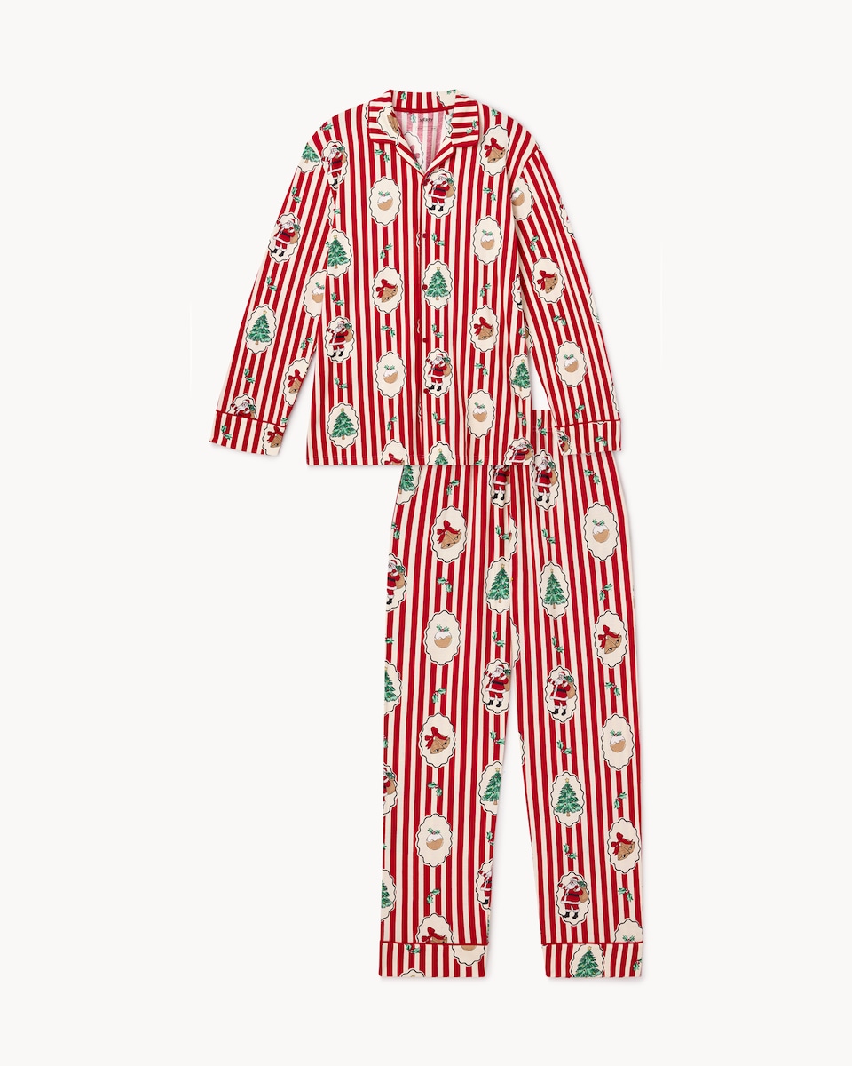 image 1 of Christmas Pure Cotton Striped Matching Family Pyjama Set in Multi Red