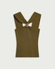 image 4 of The F&F Edit Ribbed Halter Neck Cross Over Top in Khaki