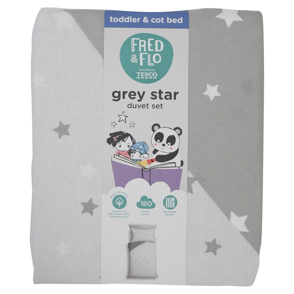 Fred & Flo Grey Star Toddler Bed Set