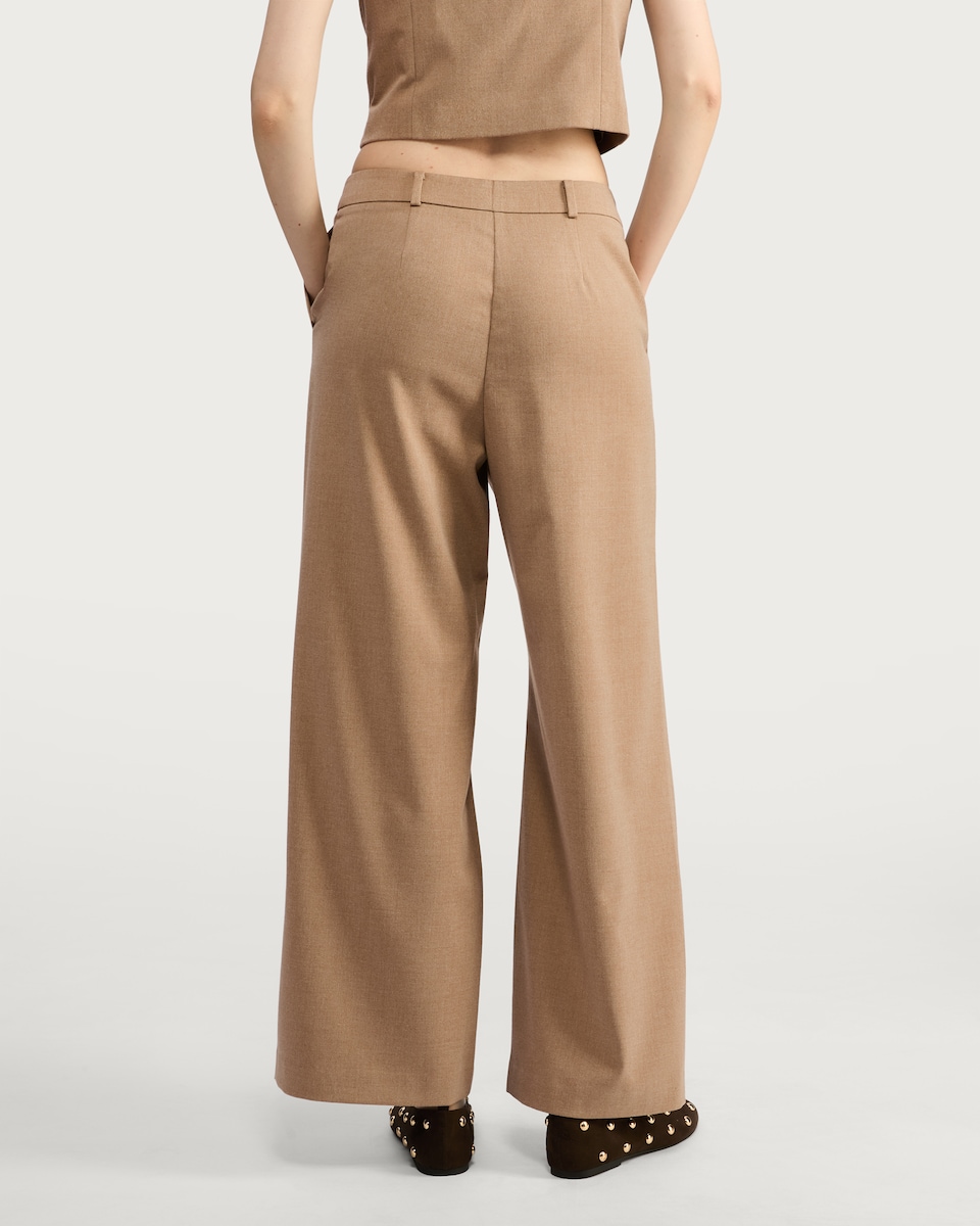 image 1 of F&F Double Pleated Wide Leg Trousers in Brown