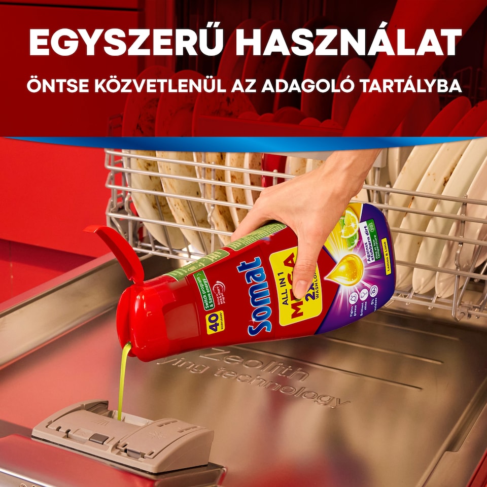Somat All in 1 Lemon&Lime gépi mosogatószer gél 2 x 720 ml  1. kép