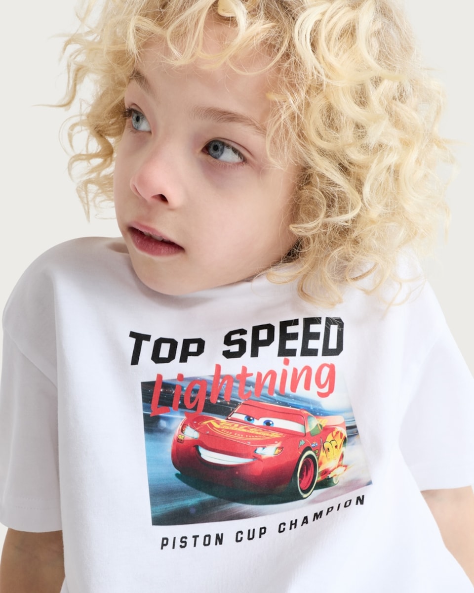 image 1 of Disney Lightning McQueen Pure Cotton T-Shirt in White
