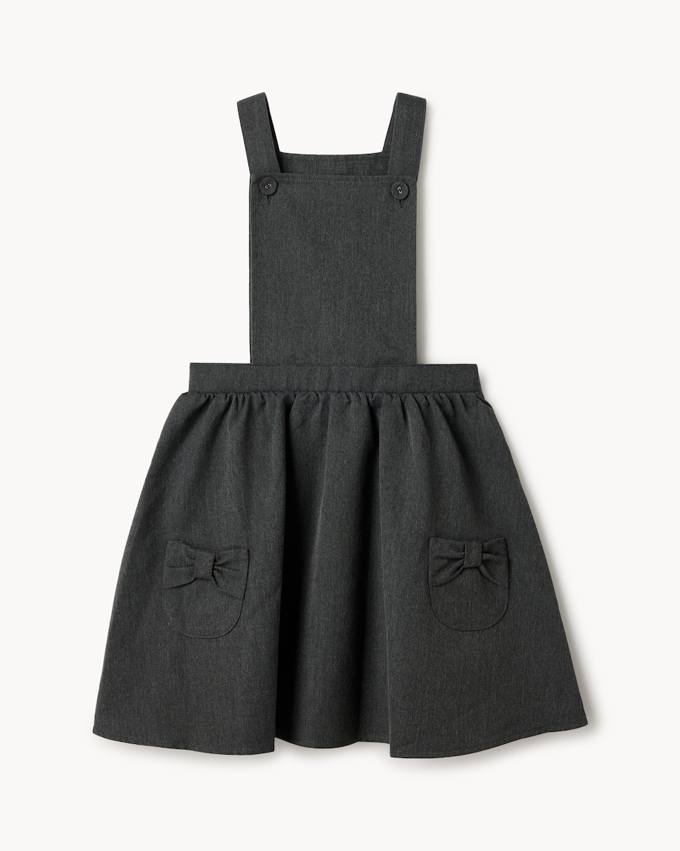 image 1 of F&F School Girls Bib Pinafore Dress in Grey