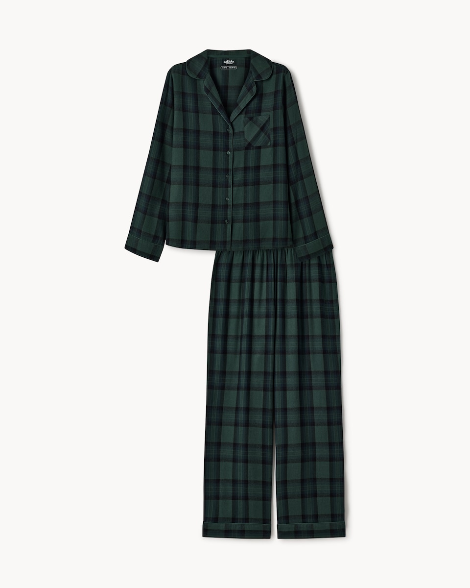 image 1 of Christmas Cotton Rich Checked Revere Matching Family Pyjama Set in Multi Green