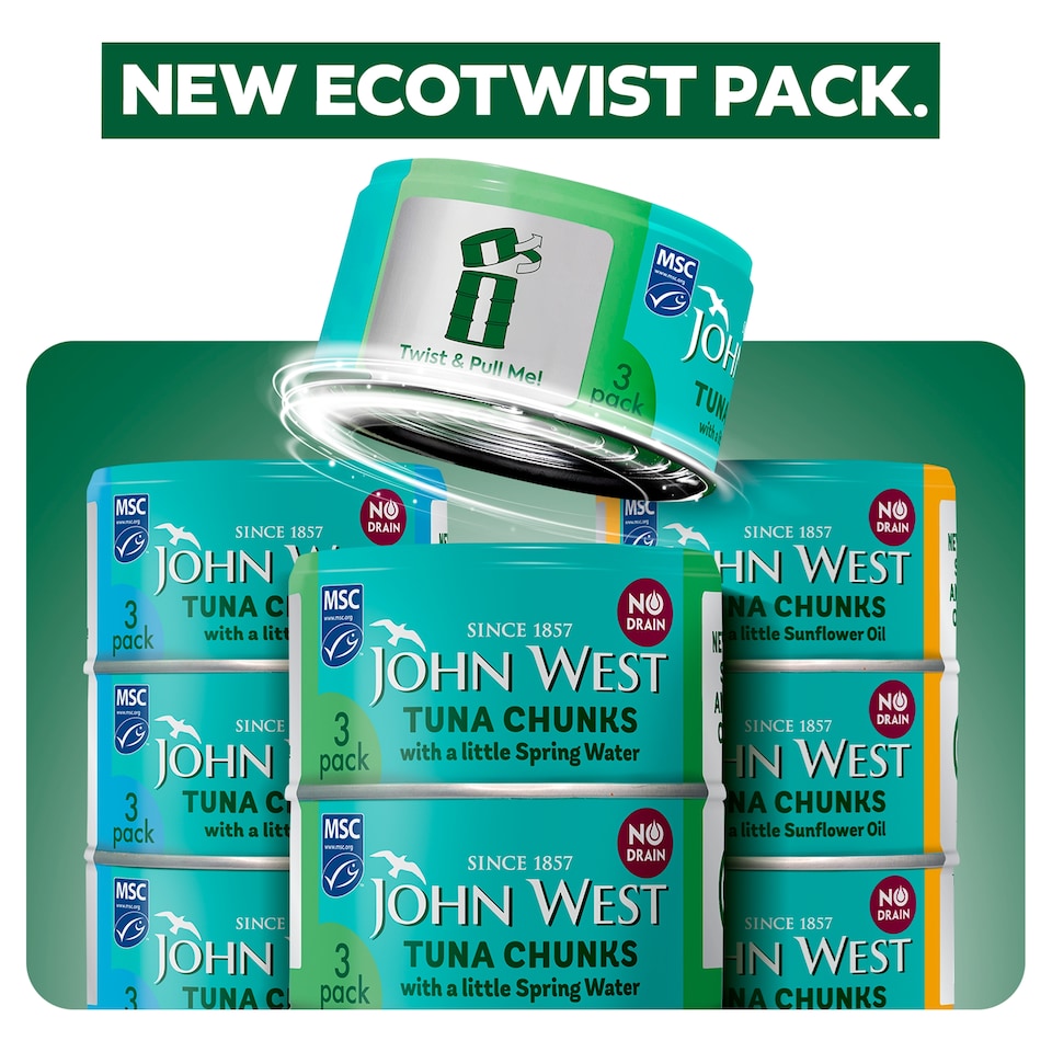 image 1 of John West No Drain Tuna Chunks with a Little Spring Water MSC 3x100g