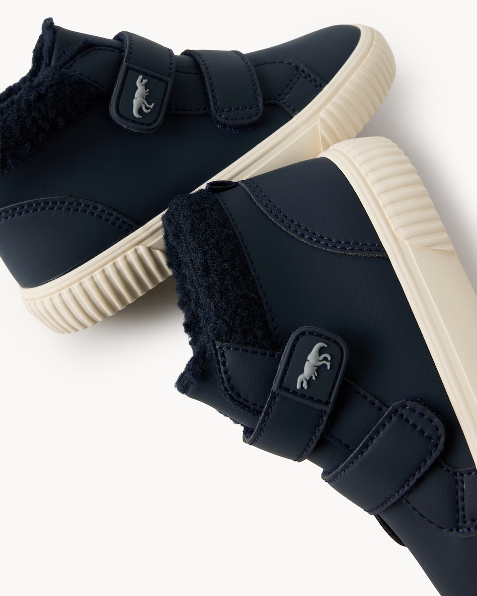 image 1 of F&F Boys Borg Lined High-Top Trainers in Navy