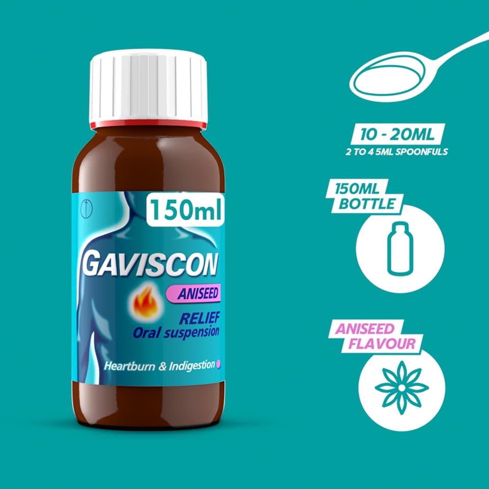 image 1 of Gaviscon Original Aniseed Relief Heartburn & Indigestion Oral Suspension 150ml