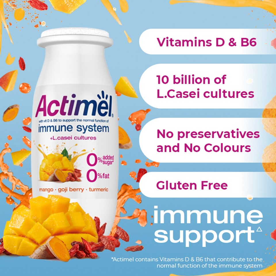 image 1 of Actimel 0% Sprmx Mango Giji Berry Yoghurt Drink 8X100g