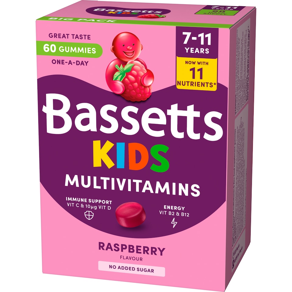 image 1 of Bassetts Kids Multivitamin Gummies 7-11 years Raspberry x 60
