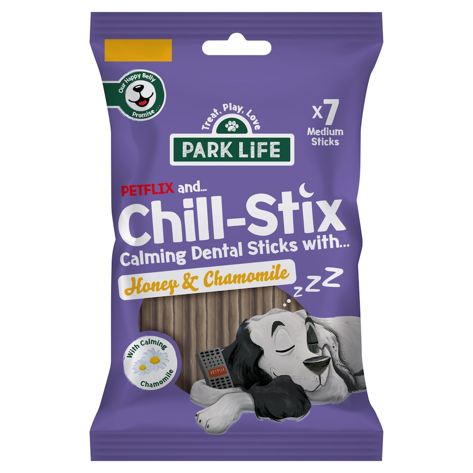 image 1 of PARK LIFE Chill-Stix Dog Calming Dental Sticks Honey and Chamomile (7 Pack) 180g