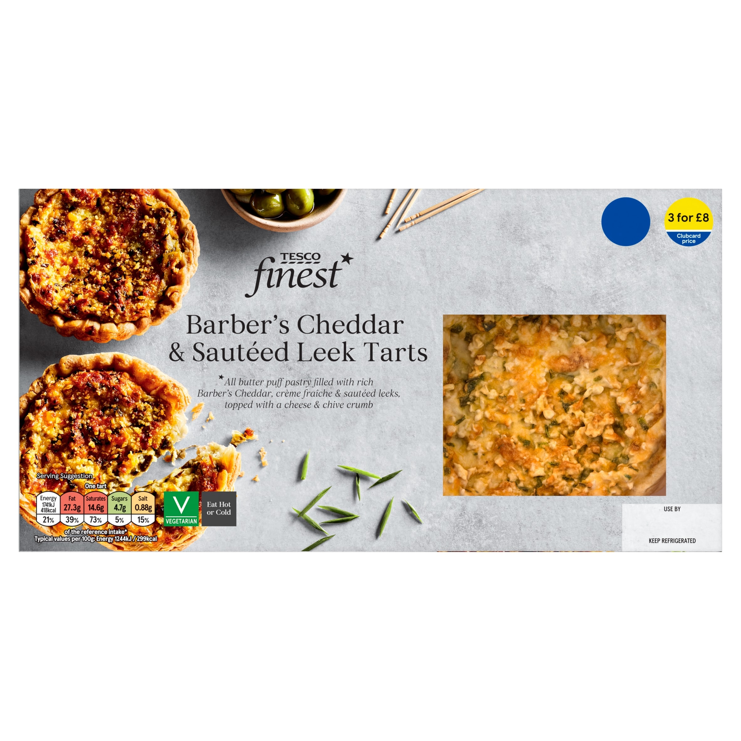 Tesco Finest Barber's Cheddar & sauteed Leek Tarts 280g