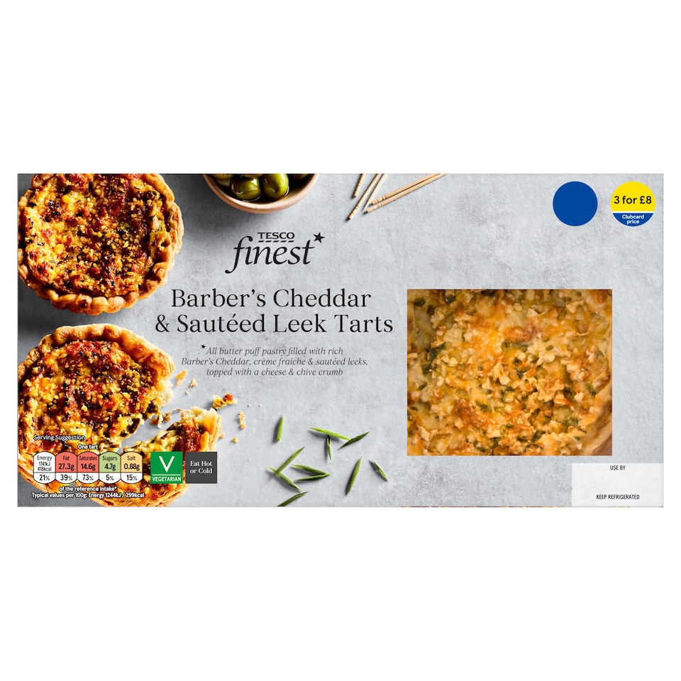 Tesco Finest Barber's Cheddar & sauteed Leek Tarts 280g