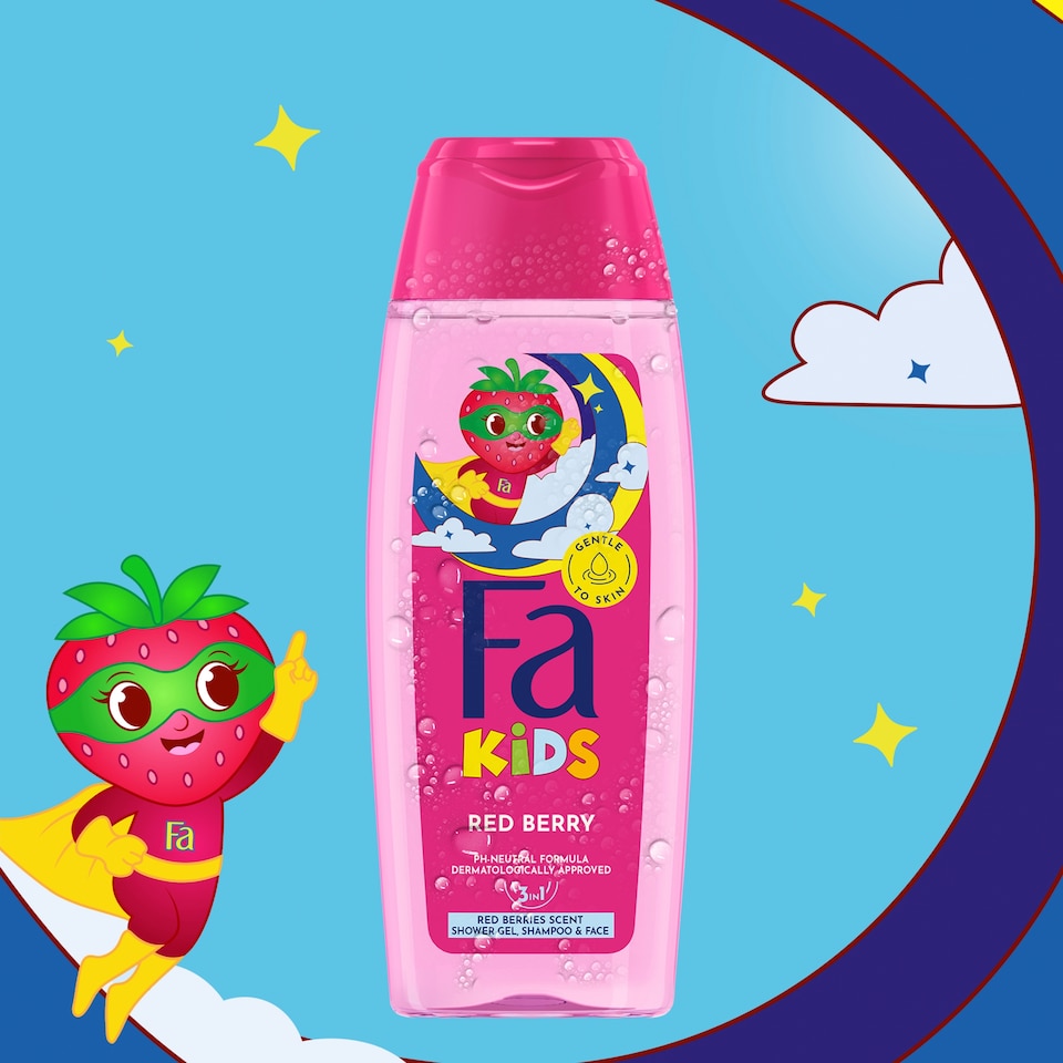 Fa Kids 3 az 1-ben tusfürdő és sampon piros bogyós gyümölcs illattal 250 ml  1. kép