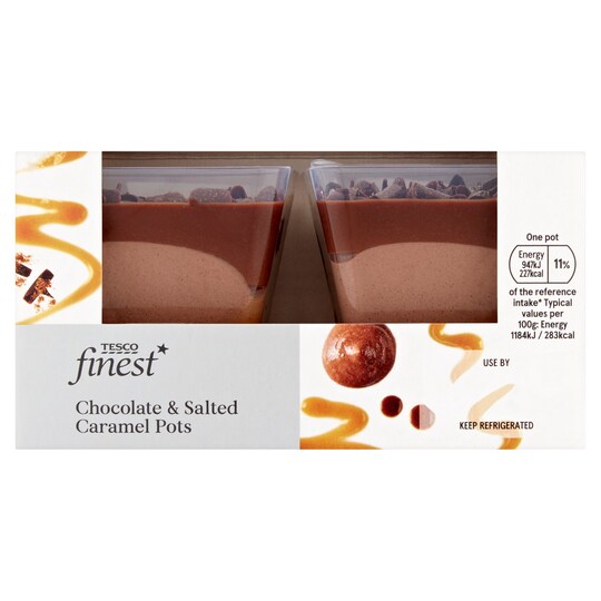 Tesco Finest* Chocolate And Salted Caramel Pots 160G (2X80g) Tesco