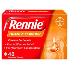Rennie Heartburn & Indigestion Chewable Tablets - Orange Flavour 48s