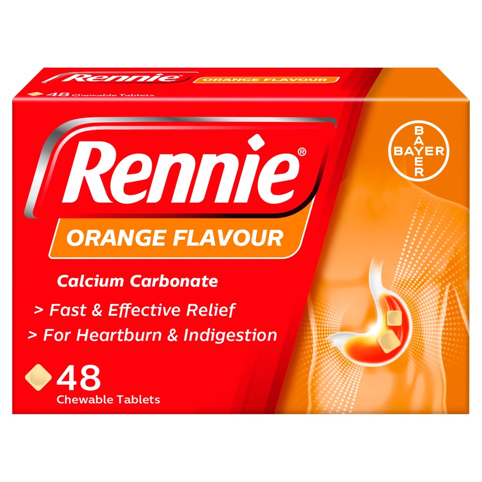 image 1 of Rennie Heartburn & Indigestion Chewable Tablets - Orange Flavour 48s