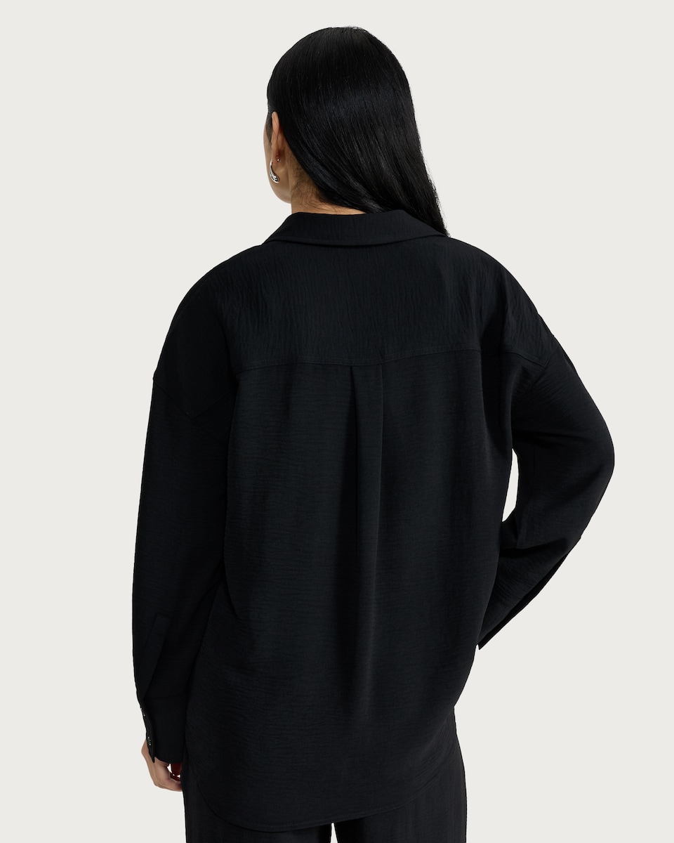 image 1 of F&F Button Up Collared Co-ord Shirt in Black