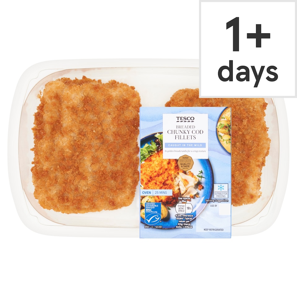 Tesco 2 Breaded Chunky Cod 350G