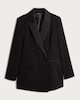image 4 of The F&F Edit Double Breasted Tuxedo Blazer in Black