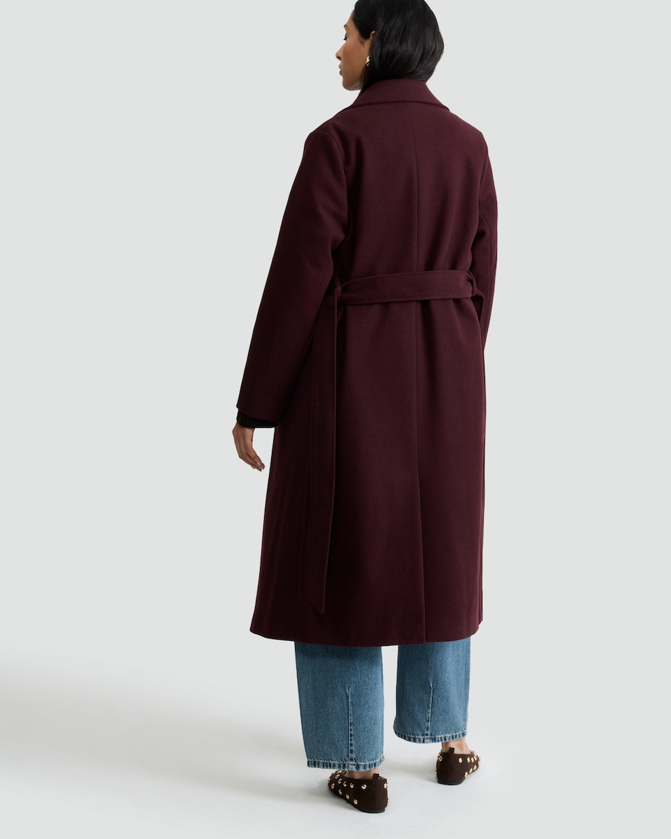 image 1 of F&F Belted Longline Coat in Purple