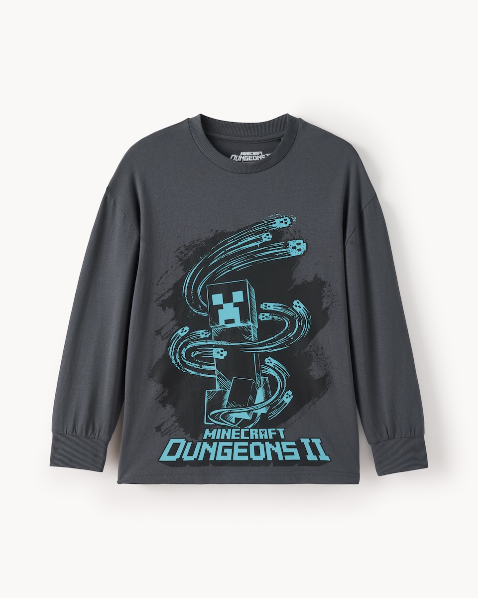 image 1 of Minecraft Pure Cotton Dungeons Printed Top in Grey