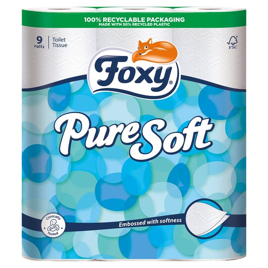 Foxy Puresoft Toilet Tissue 9 Rolls Tesco Groceries