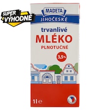 Madeta South Bohemia Long-Life Full-Fat Milk 3.5% 1L